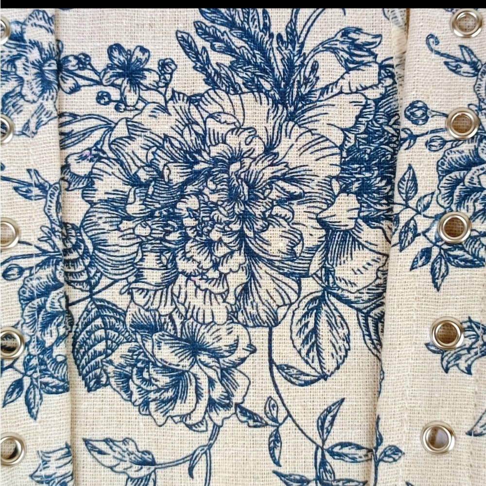 Blue and White Floral Corset Bodice Renaissance Faire Costume Size Medium - Picture 6 of 14